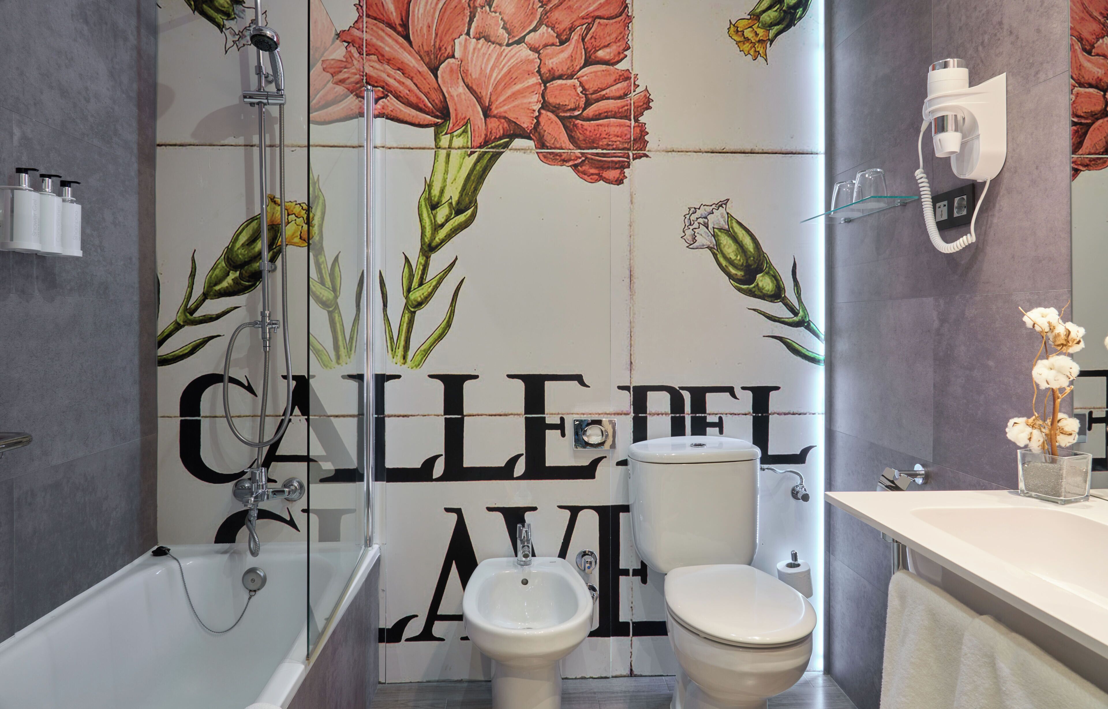 free toiletries, hair dryer, towels