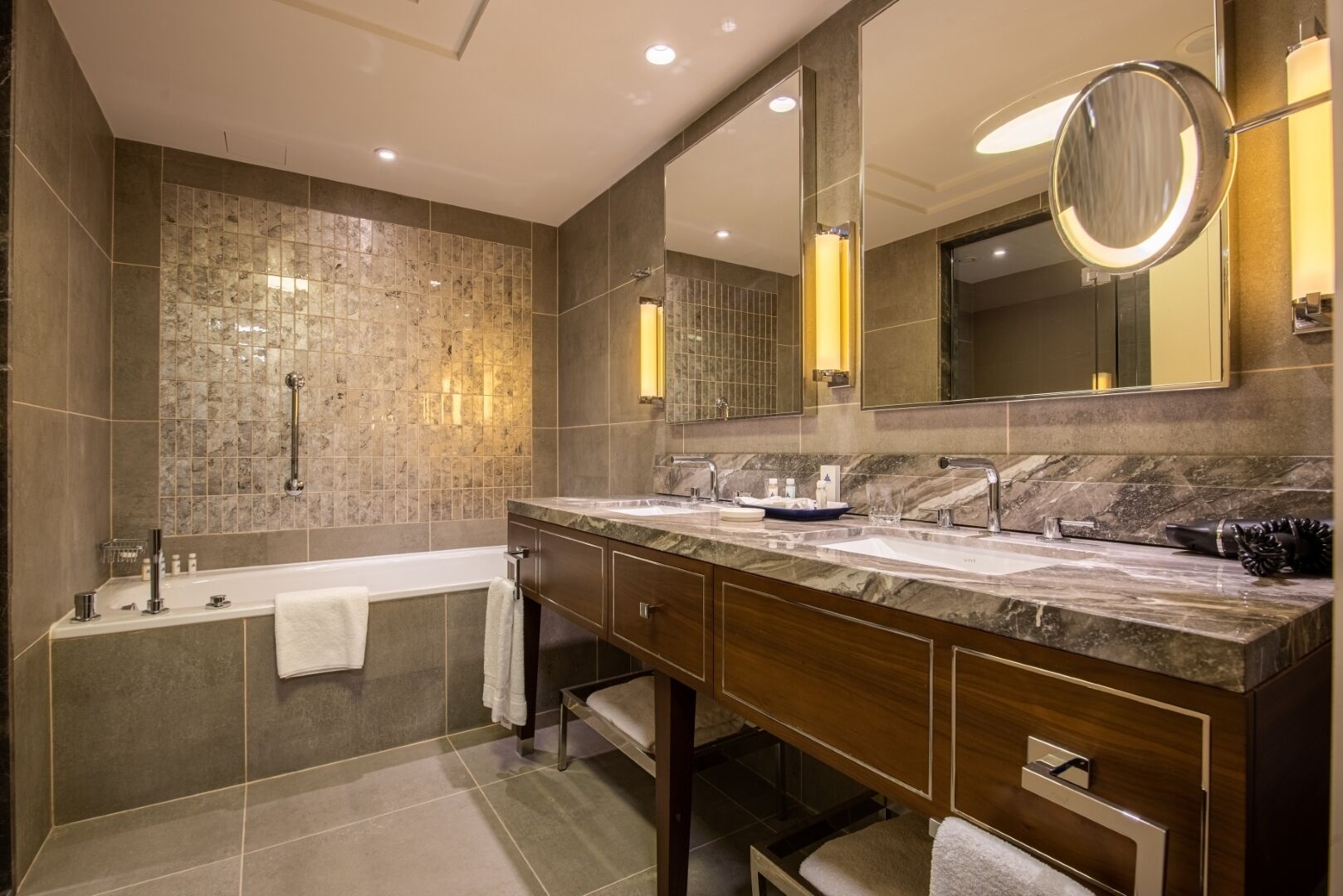 suite | bathroom | bathtub, free toiletries, hair dryer, bathrobes