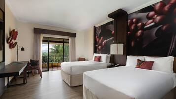 Room, 2 Double Beds, Pool Access | Down comforters, in-room safe, desk, laptop workspace