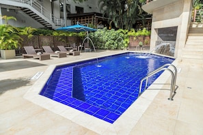 Outdoor pool, pool umbrellas