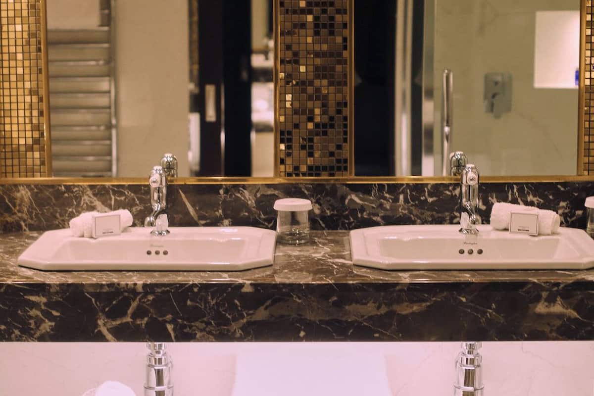 Bathroom | Designer toiletries, hair dryer, bathrobes, slippers