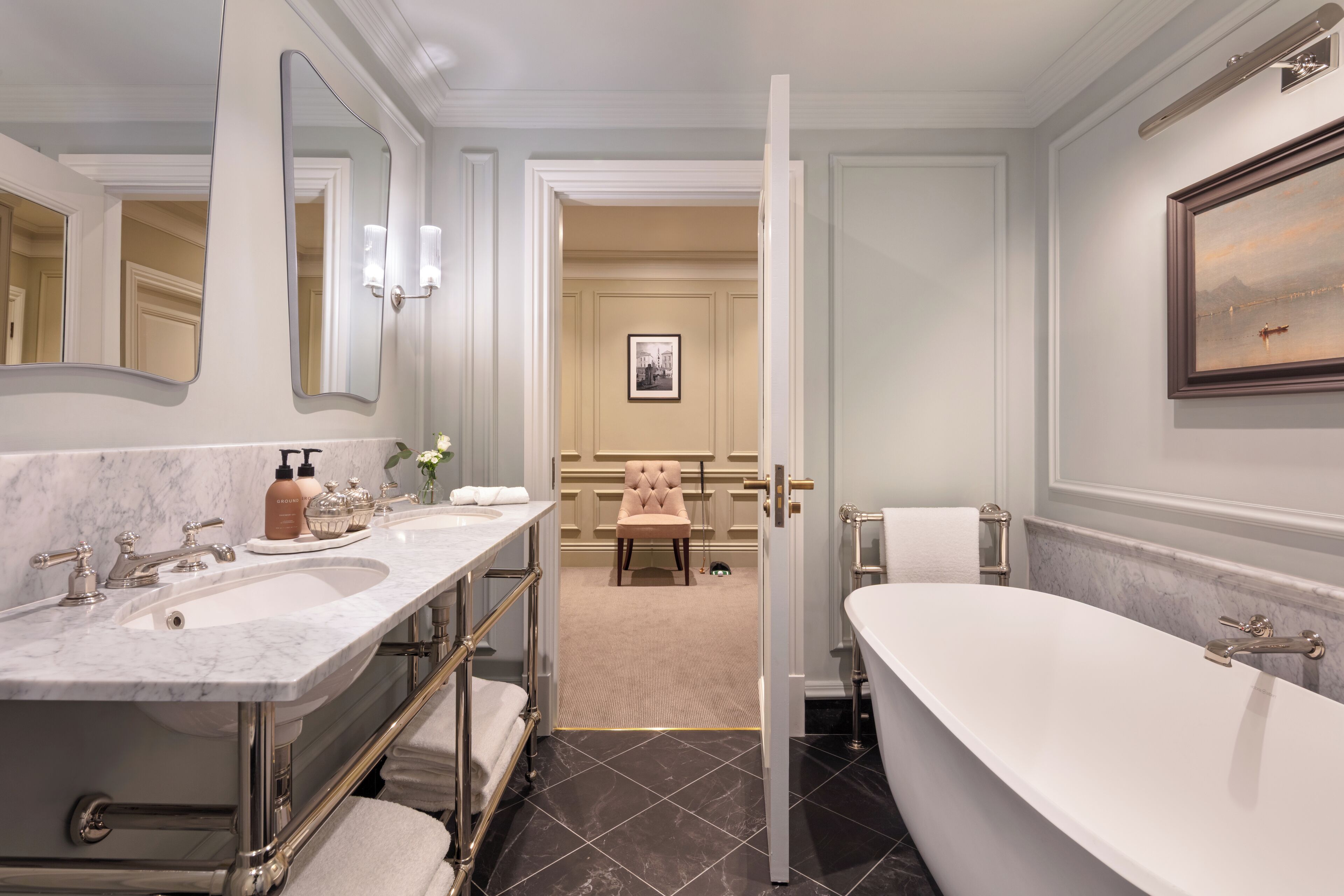 grand suite | bathroom | designer toiletries, hair dryer, bathrobes, slippers