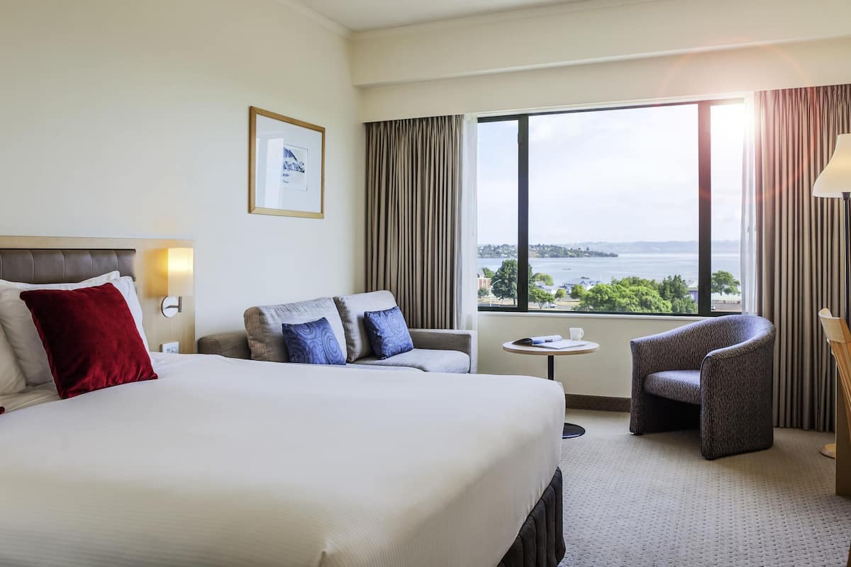 Chambre, 1 trĂšs grand lit, vue ville