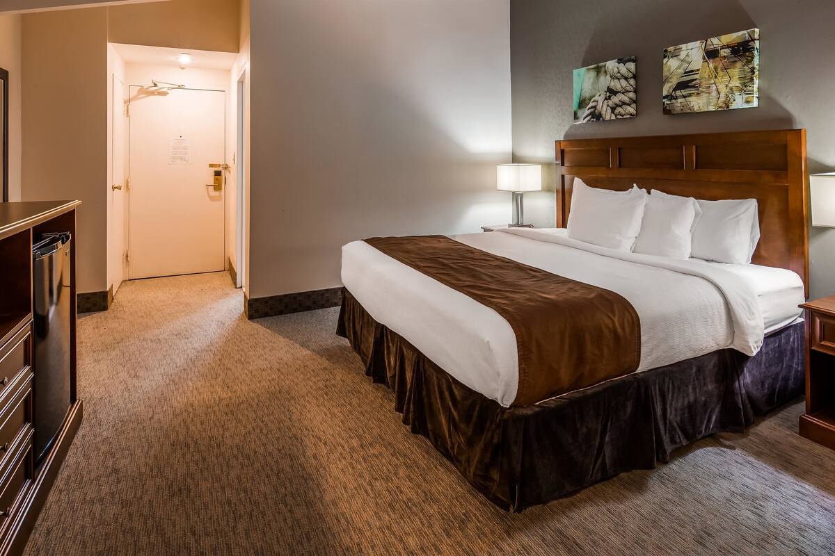 Hypo-allergenic bedding, in-room safe, desk, blackout curtains