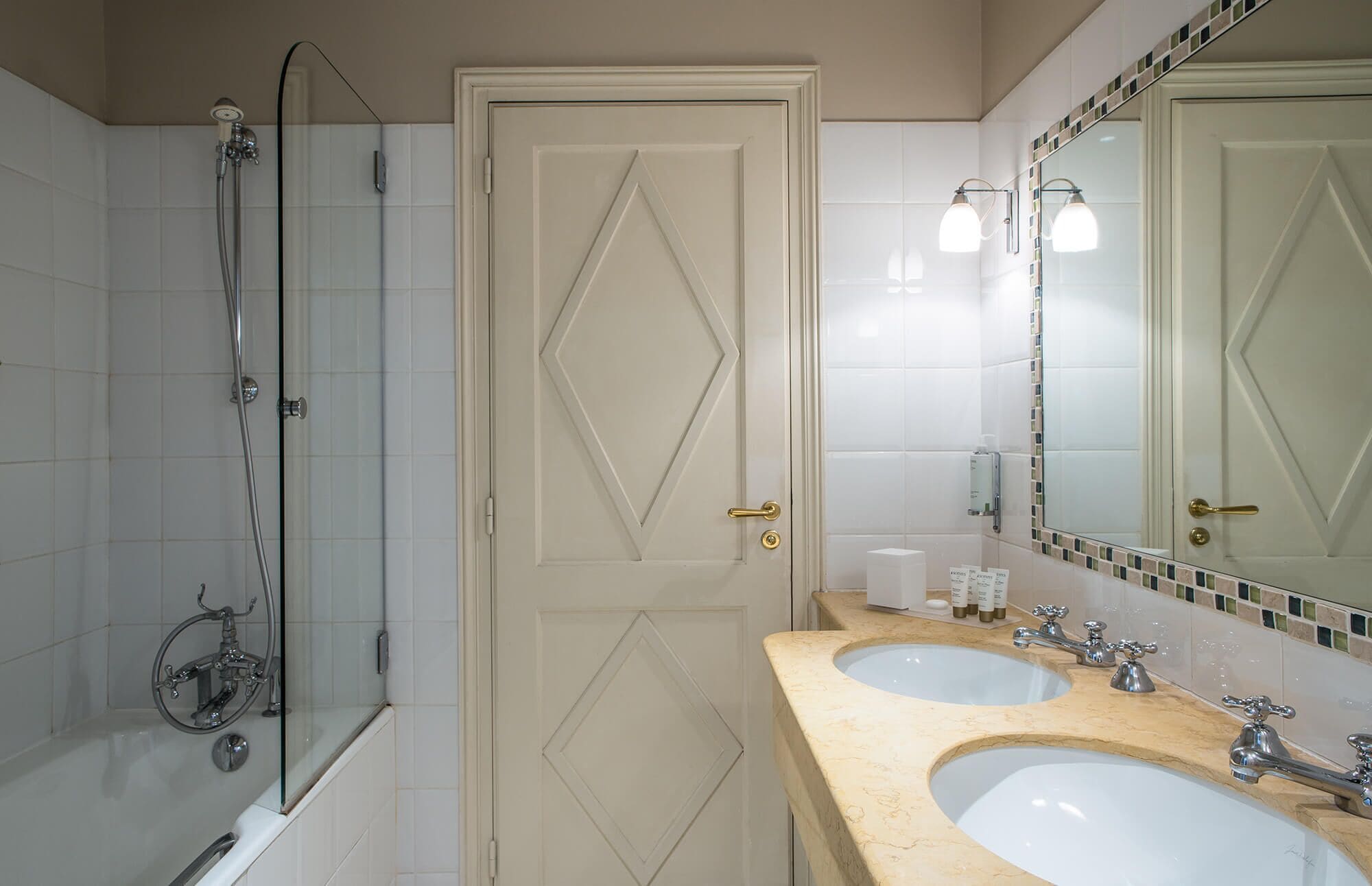 free toiletries, hair dryer, towels