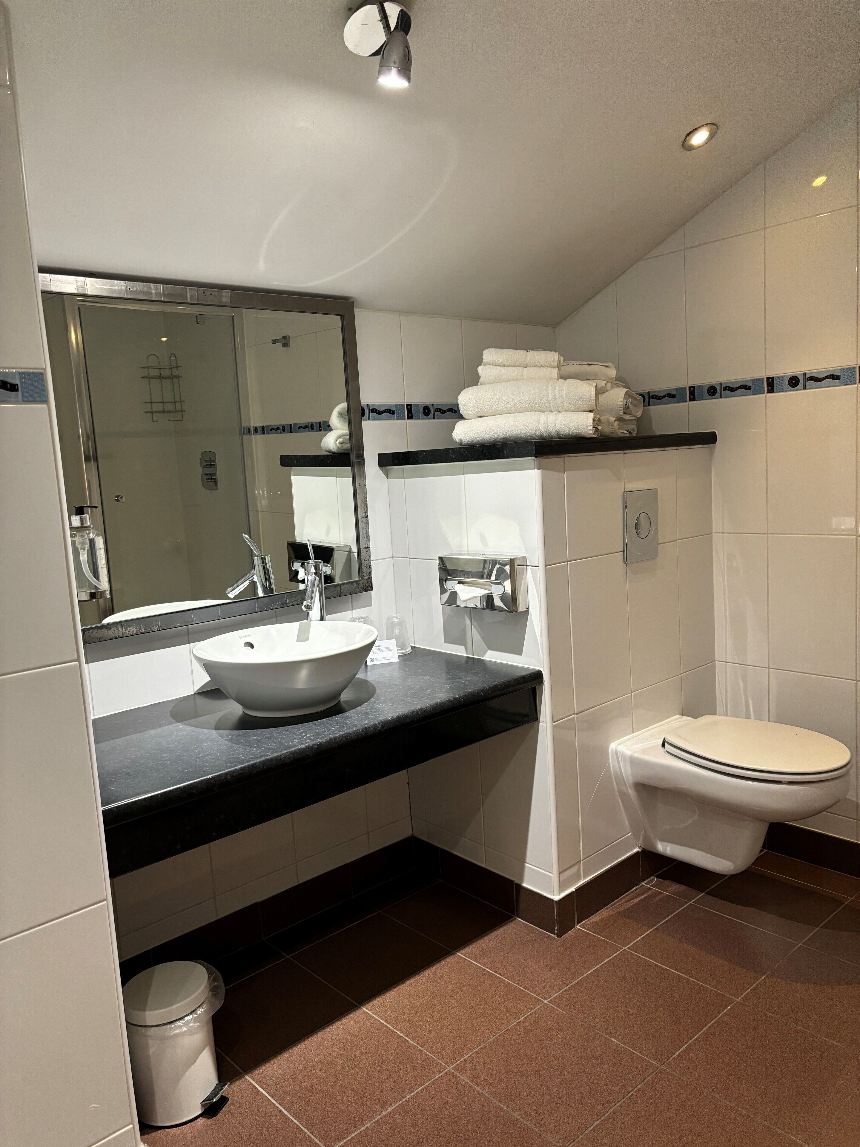 suite, 1 king bed | bathroom | shower, hair dryer, towels