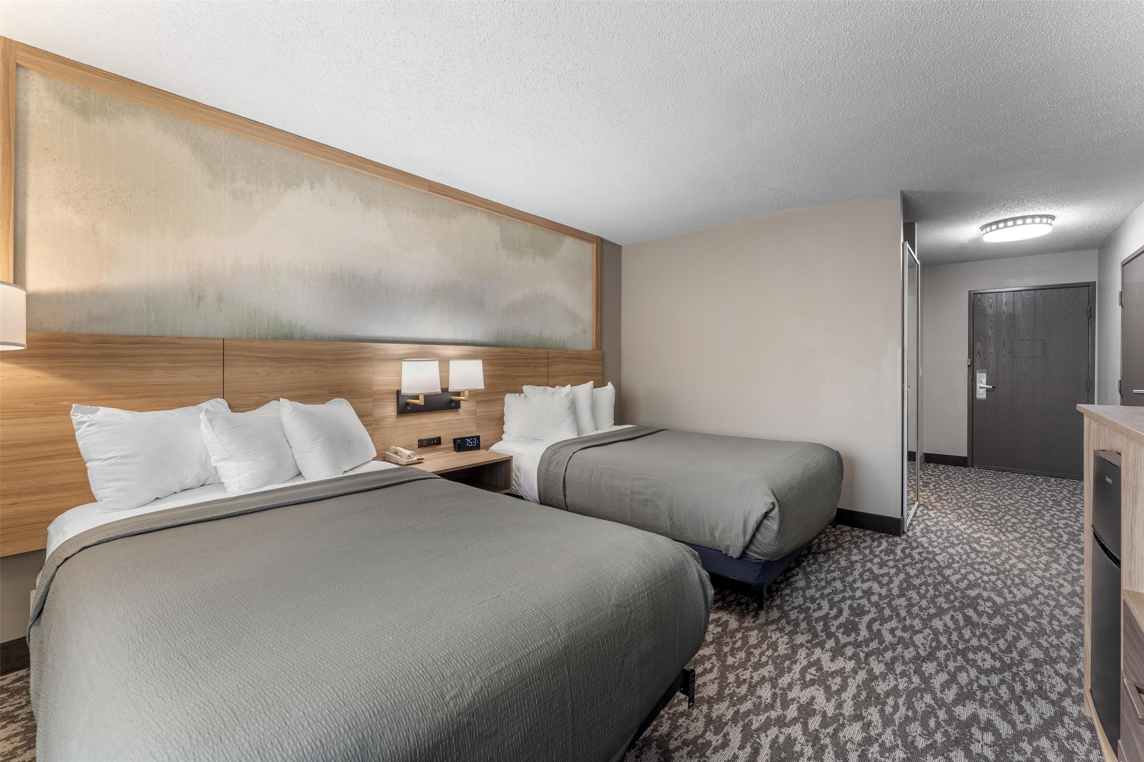 standard room, 2 double beds, accessible, refrigerator & microwave (walk-in shower) | 1 bedroom, in-room safe, desk, laptop workspace