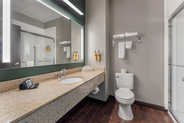 Standard Room, 1 King Bed, Non Smoking, Refrigerator & Microwave | Bathroom | Deep soaking tub, free toiletries, hair dryer, towels