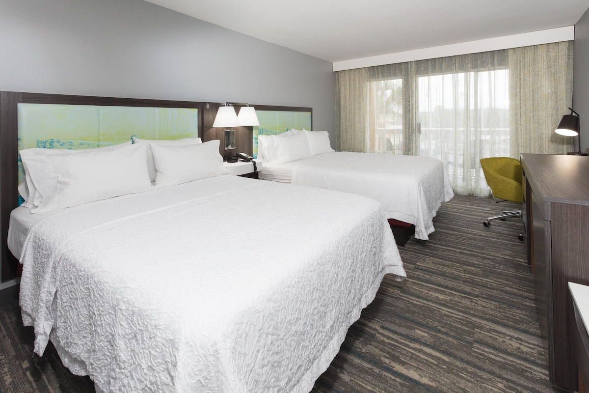 Room, 2 Queen Beds, Balcony | In-room safe, desk, blackout drapes, iron/ironing board