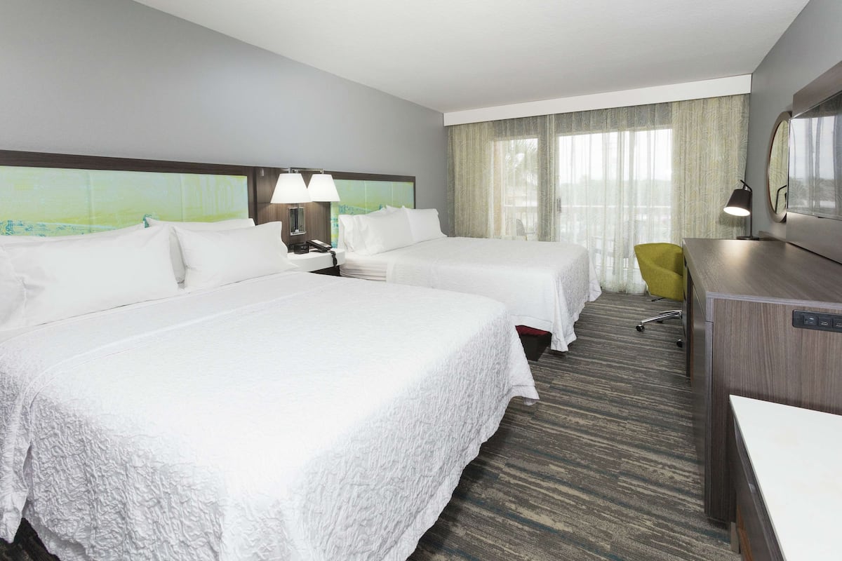 Room, 2 Queen Beds (Streetside View) | In-room safe, desk, blackout drapes, iron/ironing board