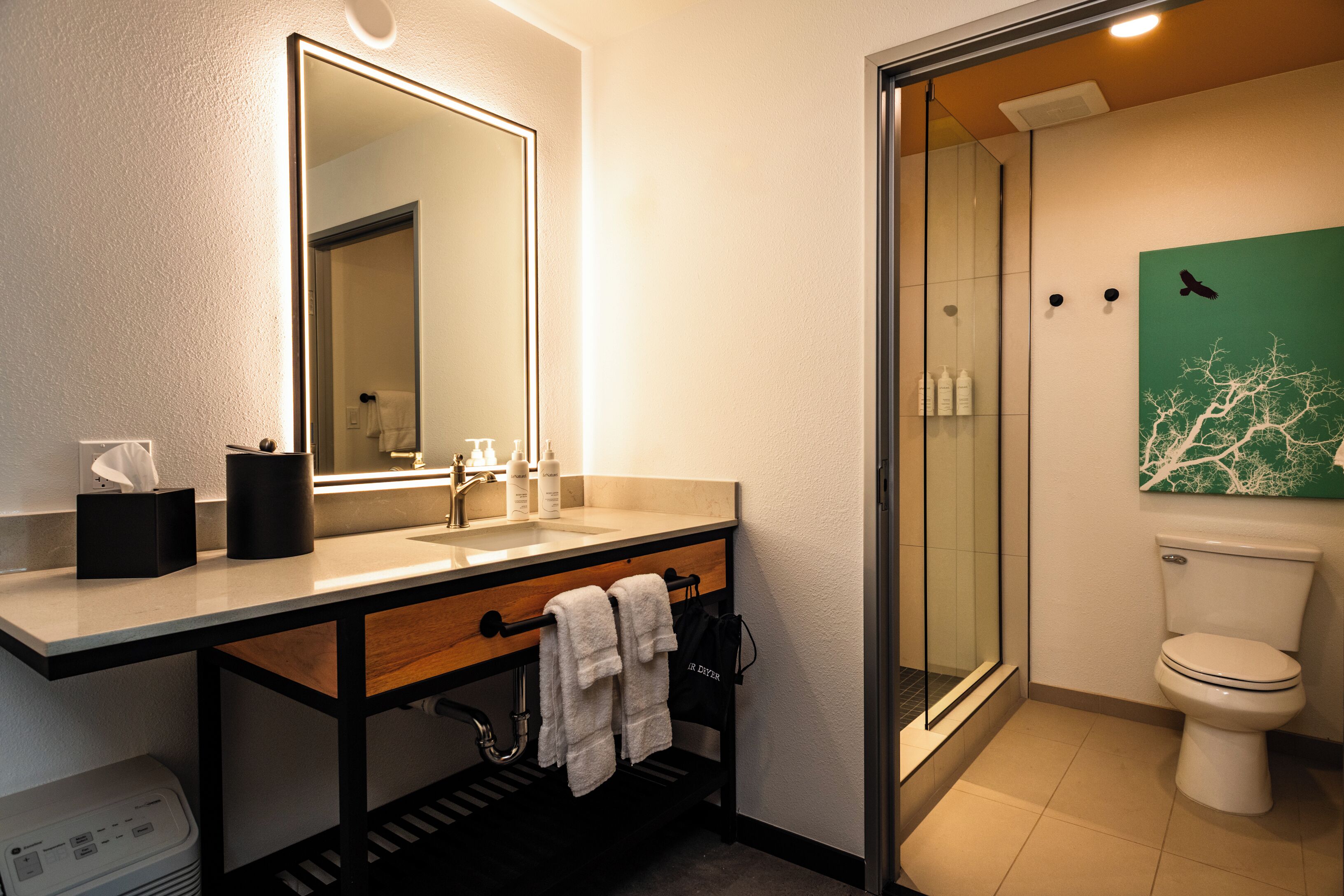 Tina con regadera, amenidades de baño gratuitas, secadora de cabello 