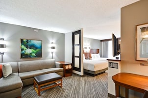 Premium bedding, desk, blackout drapes, iron/ironing board