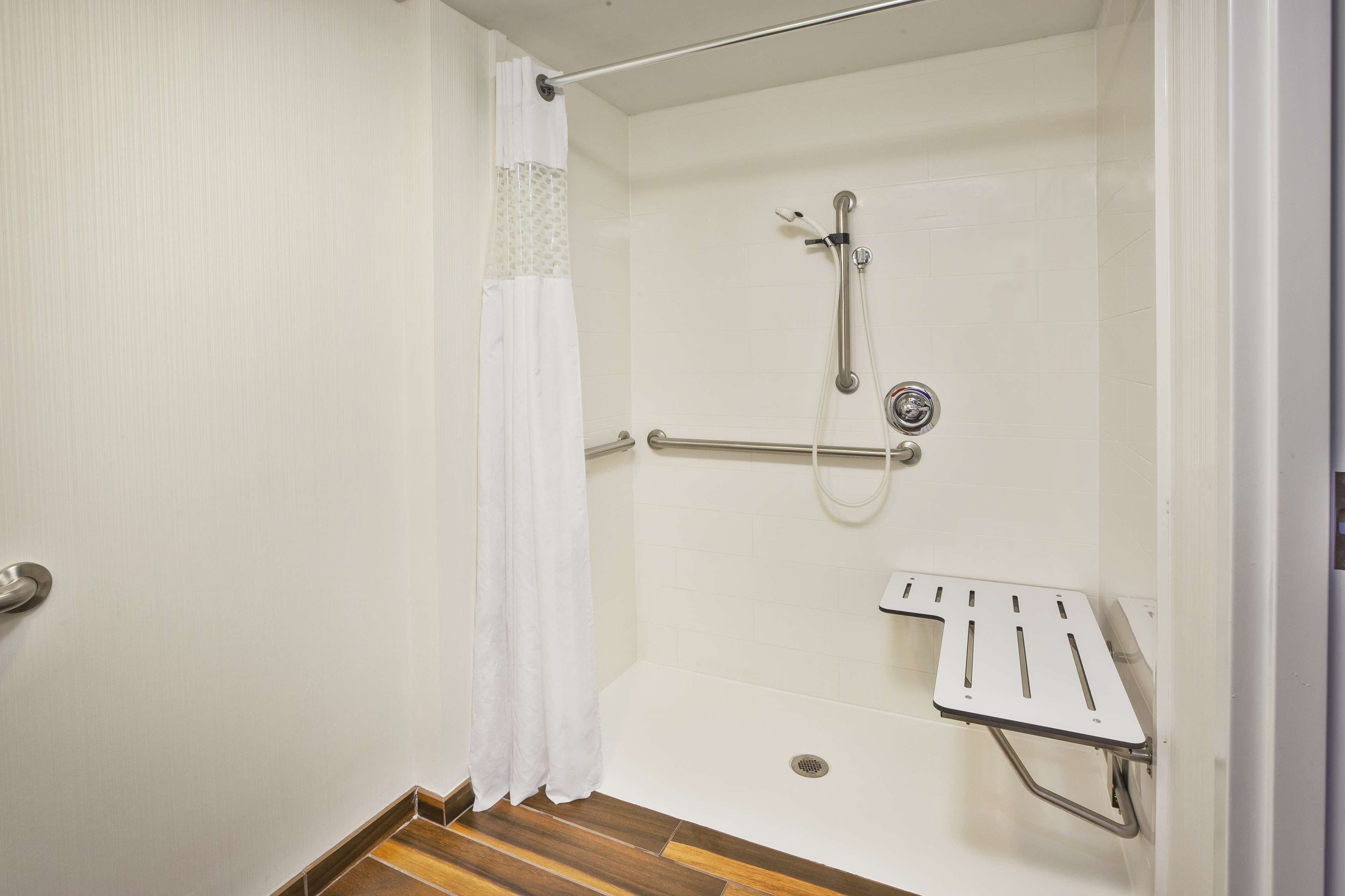 room, accessible, non smoking (roll-in shower) | bathroom | free toiletries, hair dryer, towels