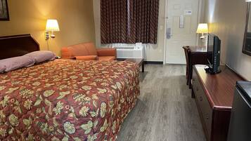 Desk, free WiFi, bed sheets