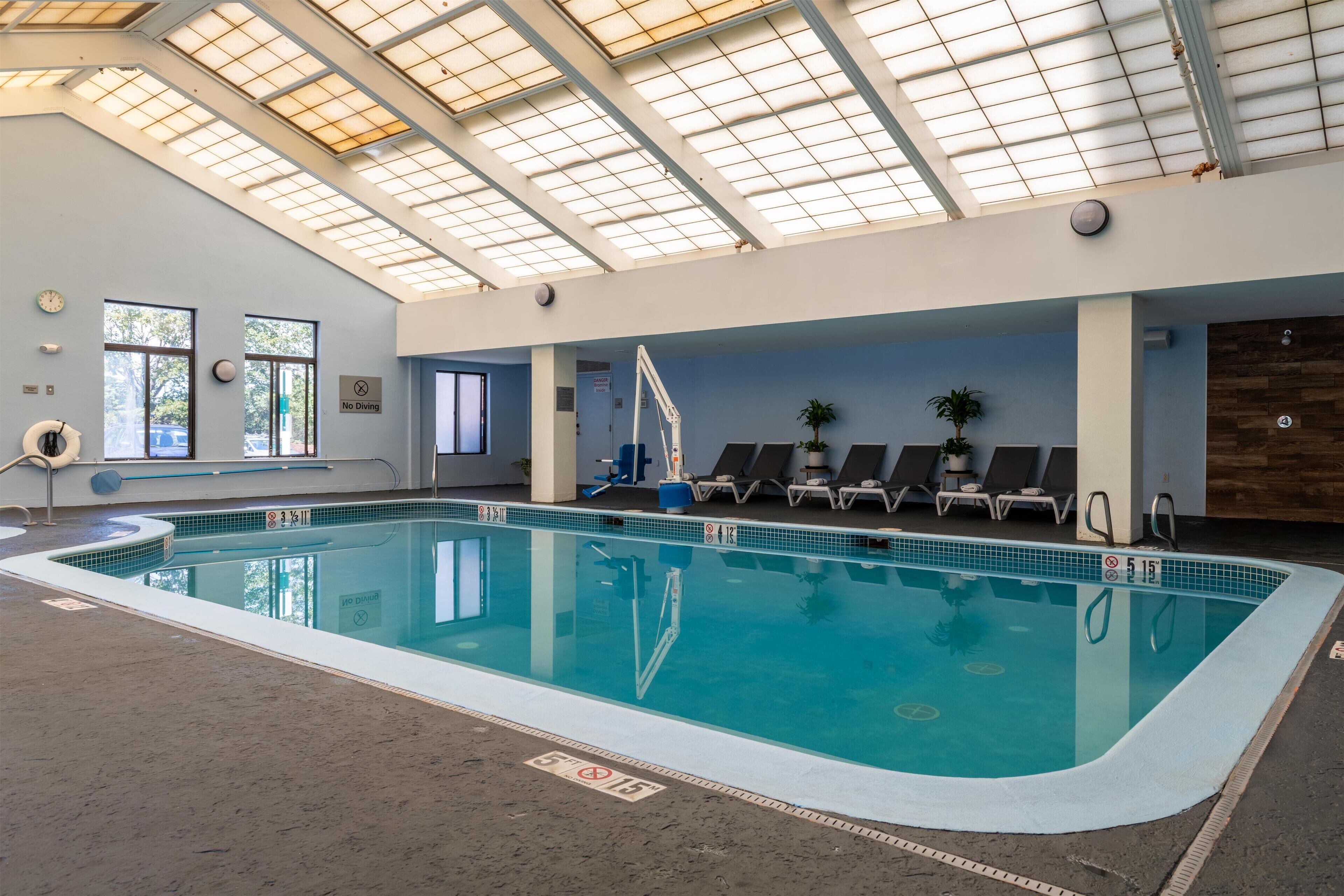 Indoor pool, sun loungers