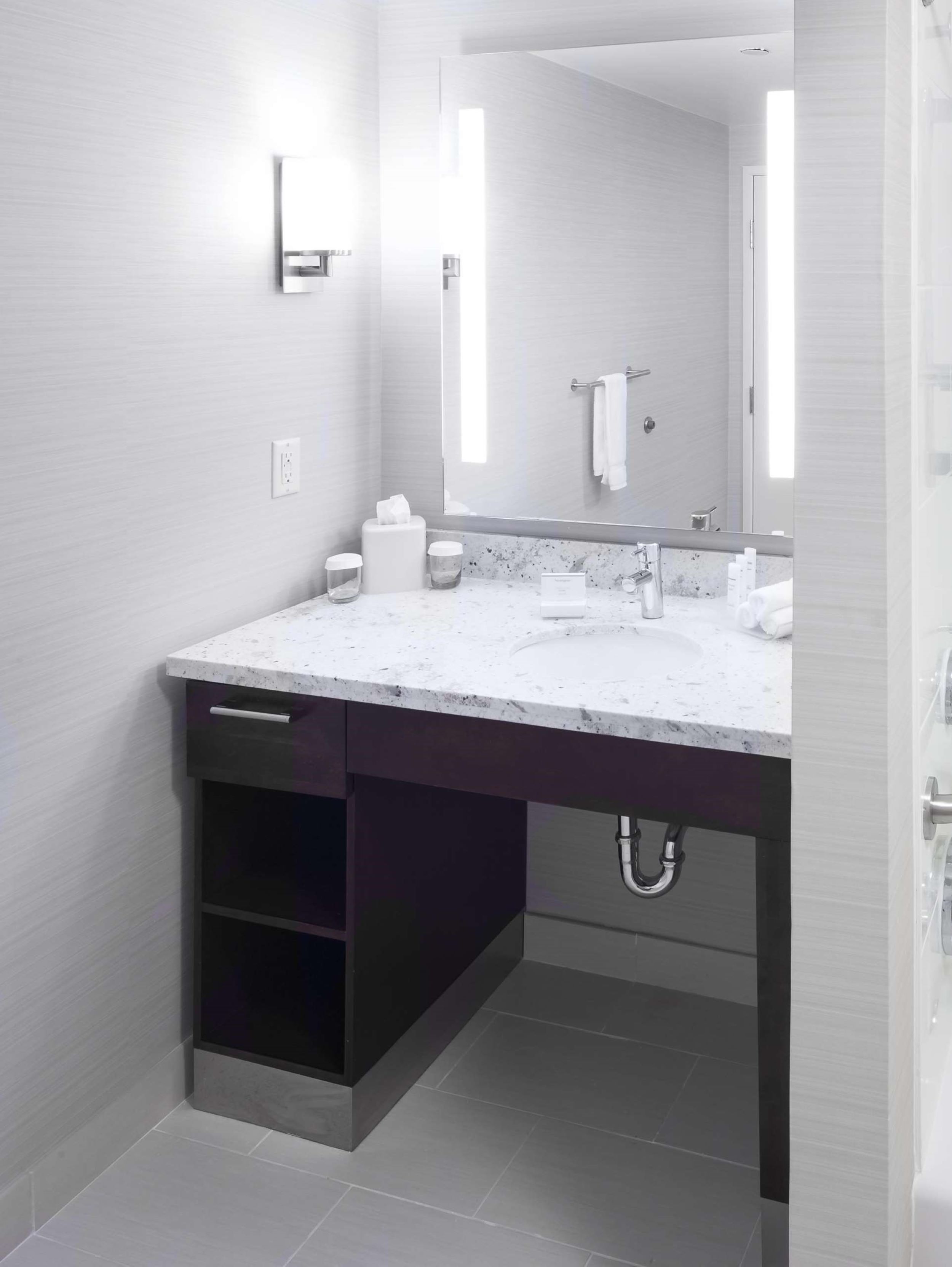 room, 2 double beds, accessible (roll-in shower) | bathroom | designer toiletries, hair dryer, towels