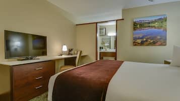 Desk, blackout curtains, iron/ironing board, free WiFi