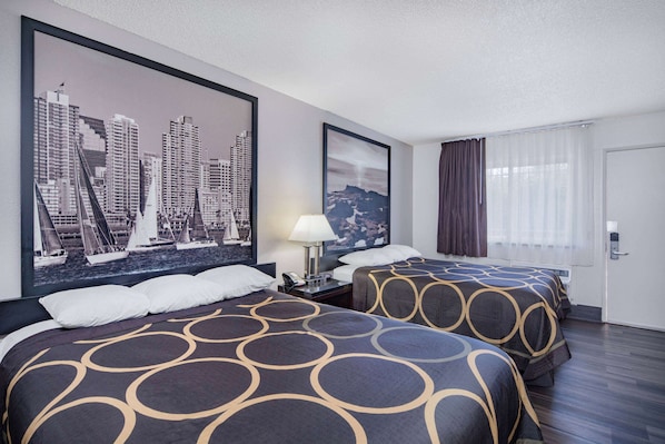 Basic Room, 2 Queen Beds, Non Smoking | Desk, iron/ironing board, free WiFi, bed sheets