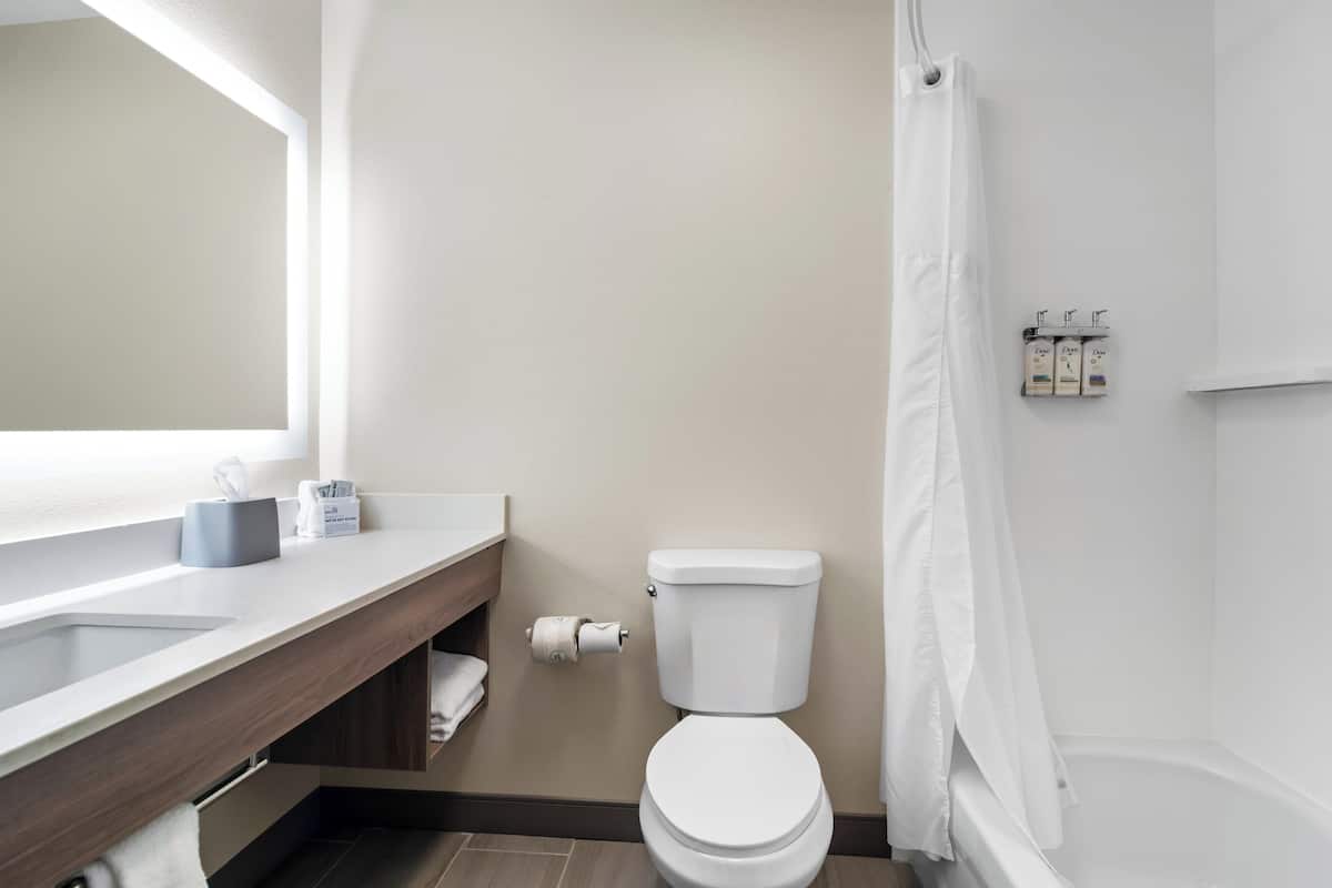 Free toiletries, hair dryer, towels, soap