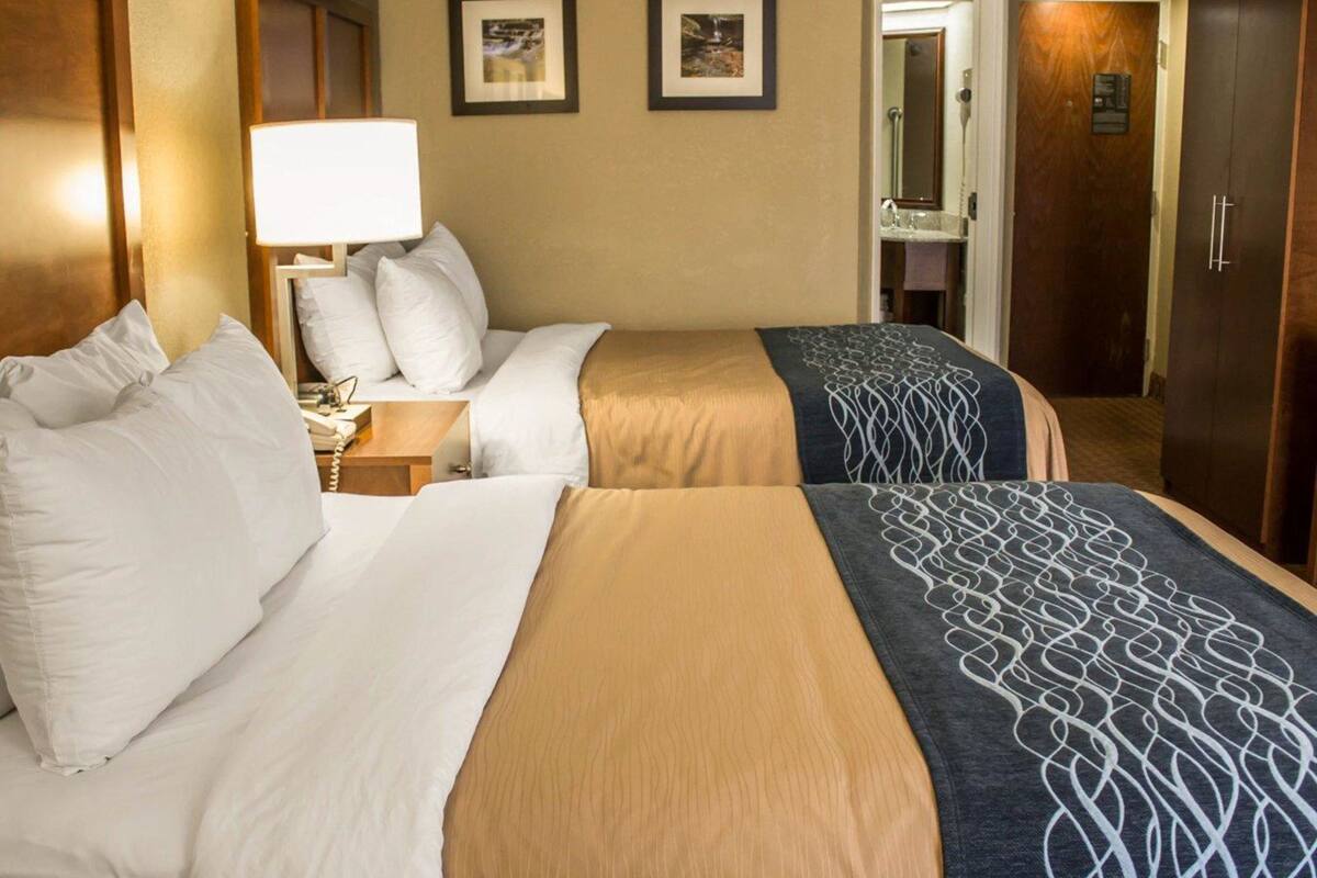 Blackout drapes, iron/ironing board, cribs (free), WiFi (free)