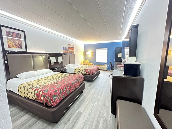 Desk, blackout curtains, cots/infant beds, rollaway beds