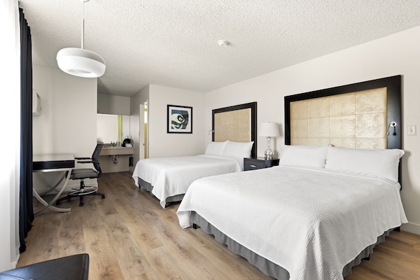 Standard Room, 2 Queen Beds | Desk, laptop workspace, blackout drapes, iron/ironing board