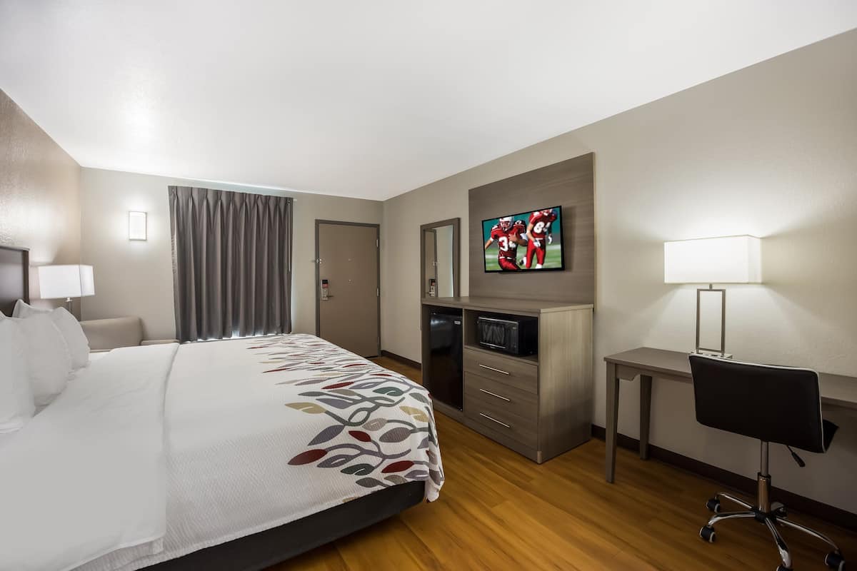 Deluxe Room, 1 King Bed, Accessible (Roll-In Shower, Smoke Free) | Desk, laptop workspace, blackout drapes, free WiFi