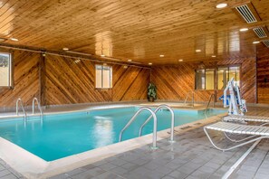 Indoor pool, open 9:00 AM to 11:00 PM, sun loungers