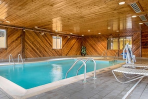 Indoor pool, open 9:00 AM to 11:00 PM, sun loungers