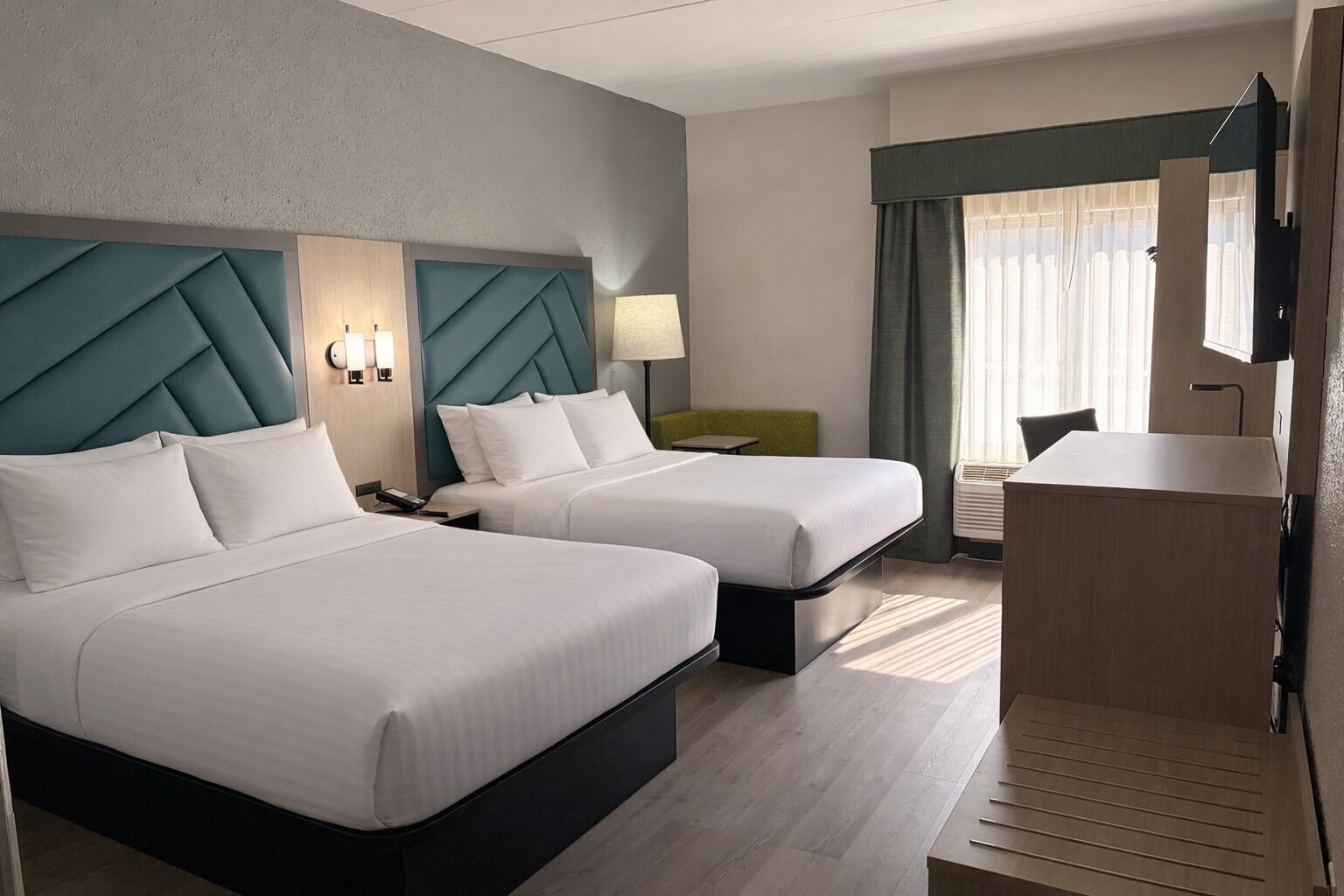 Standard Room, 2 Queen Beds, Non Smoking, Microwave | Pillowtop beds, desk, laptop workspace, blackout drapes