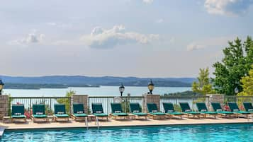 Indoor pool, outdoor pool, sun loungers