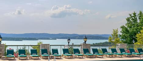 Indoor pool, outdoor pool, pool loungers