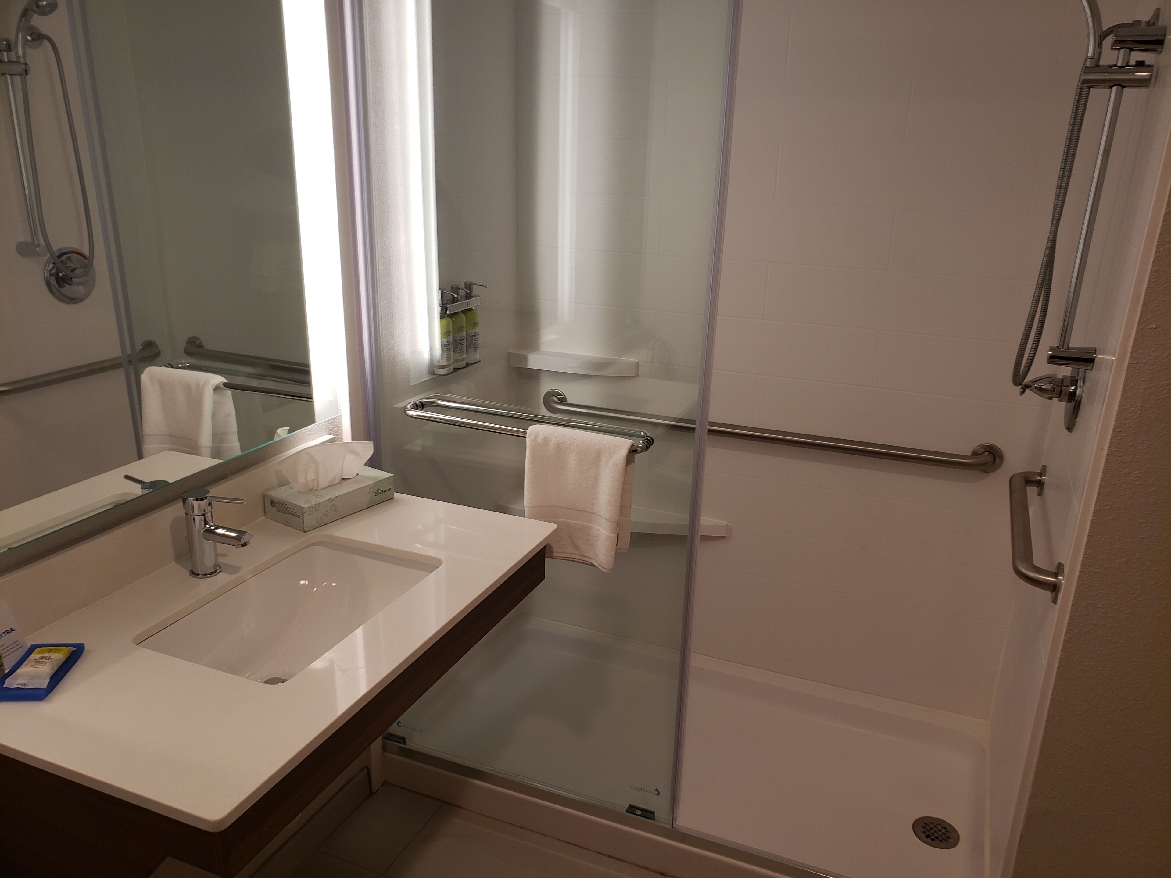 standard room, 1 king bed, mobility accessible | bathroom | hair dryer, towels
