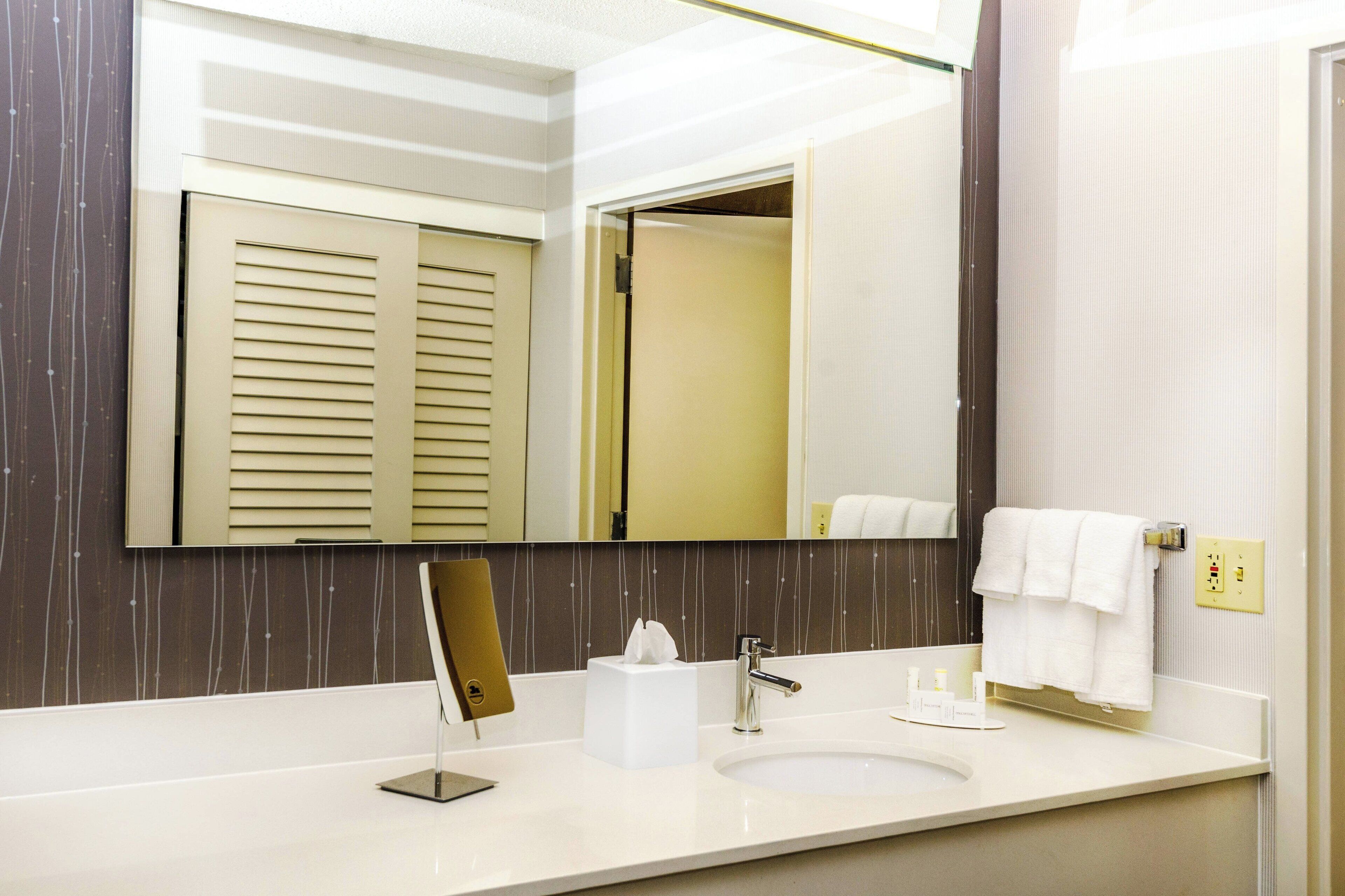 combined shower/bathtub, free toiletries, hair dryer, towels