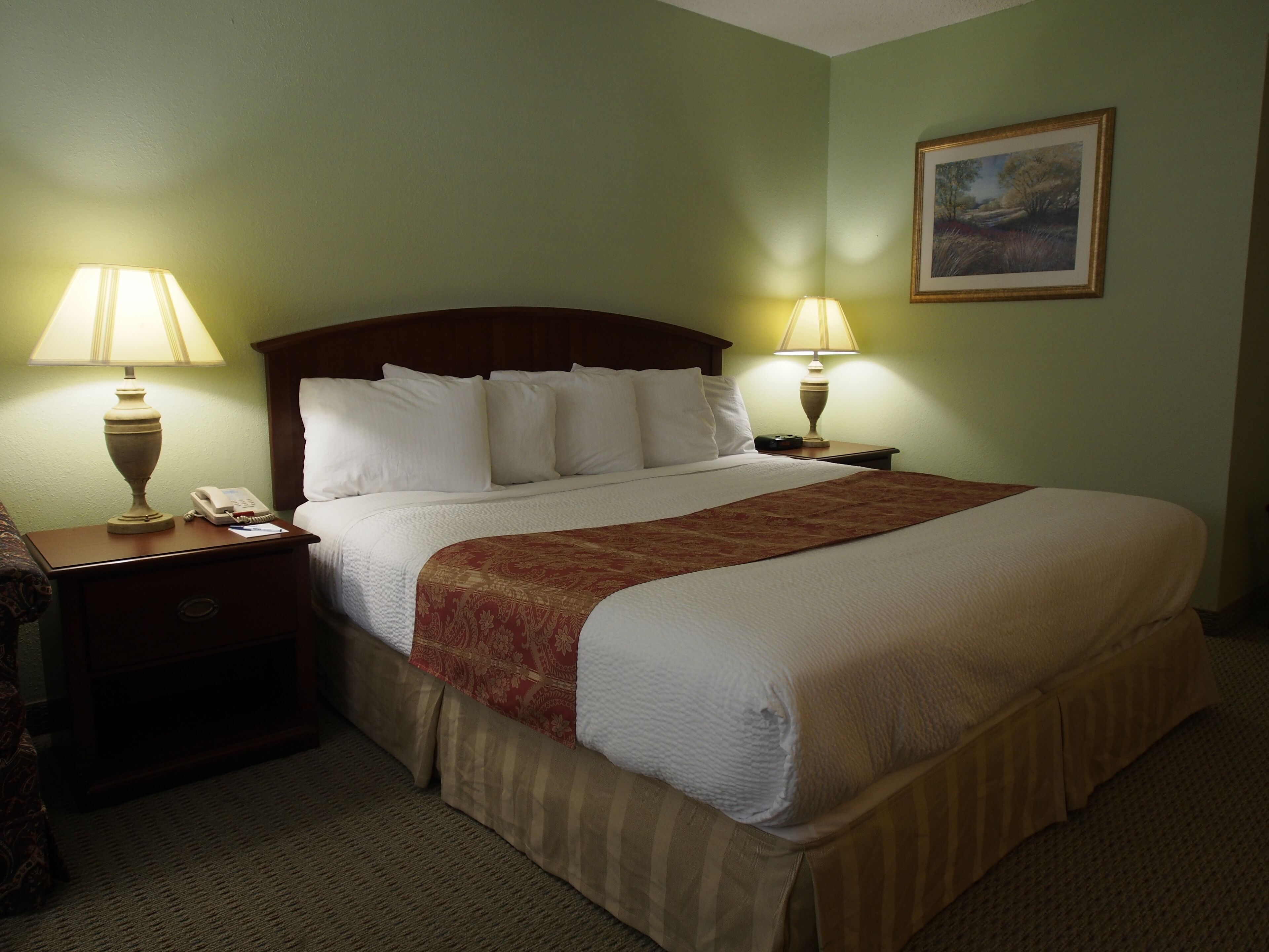 Desk, blackout drapes, iron/ironing board, free WiFi