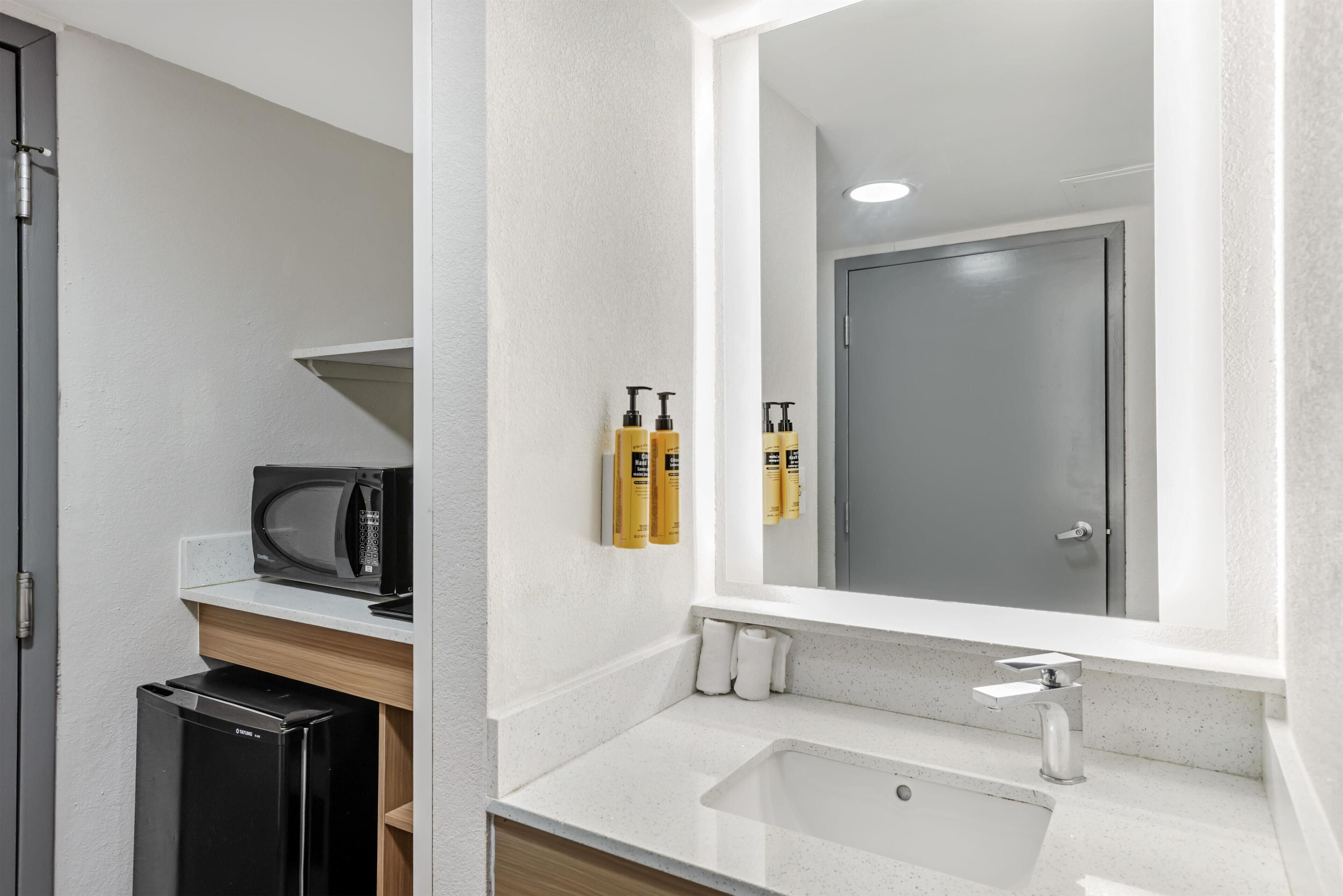 Standard Room, 2 Queen Beds, Accessible, Refrigerator & Microwave | Desk, laptop workspace, blackout drapes, iron/ironing board