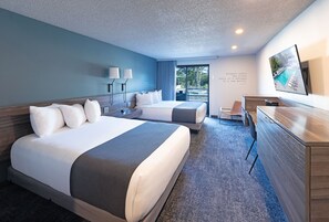 Double Queen - Poolside | Premium bedding, desk, laptop workspace, blackout drapes