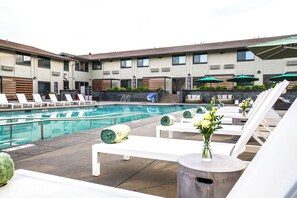 Outdoor pool, open 9:00 AM to 10:00 PM, free cabanas, sun loungers