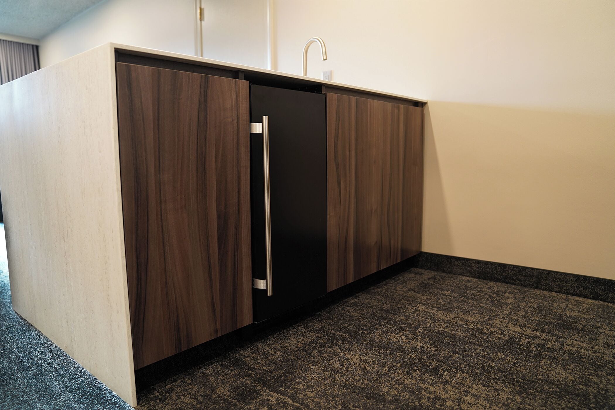 mini-fridge, microwave, coffee/tea maker