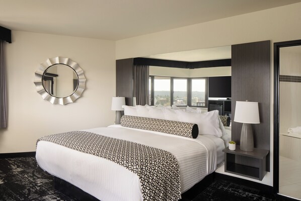 Pillowtop beds, desk, laptop workspace, blackout drapes