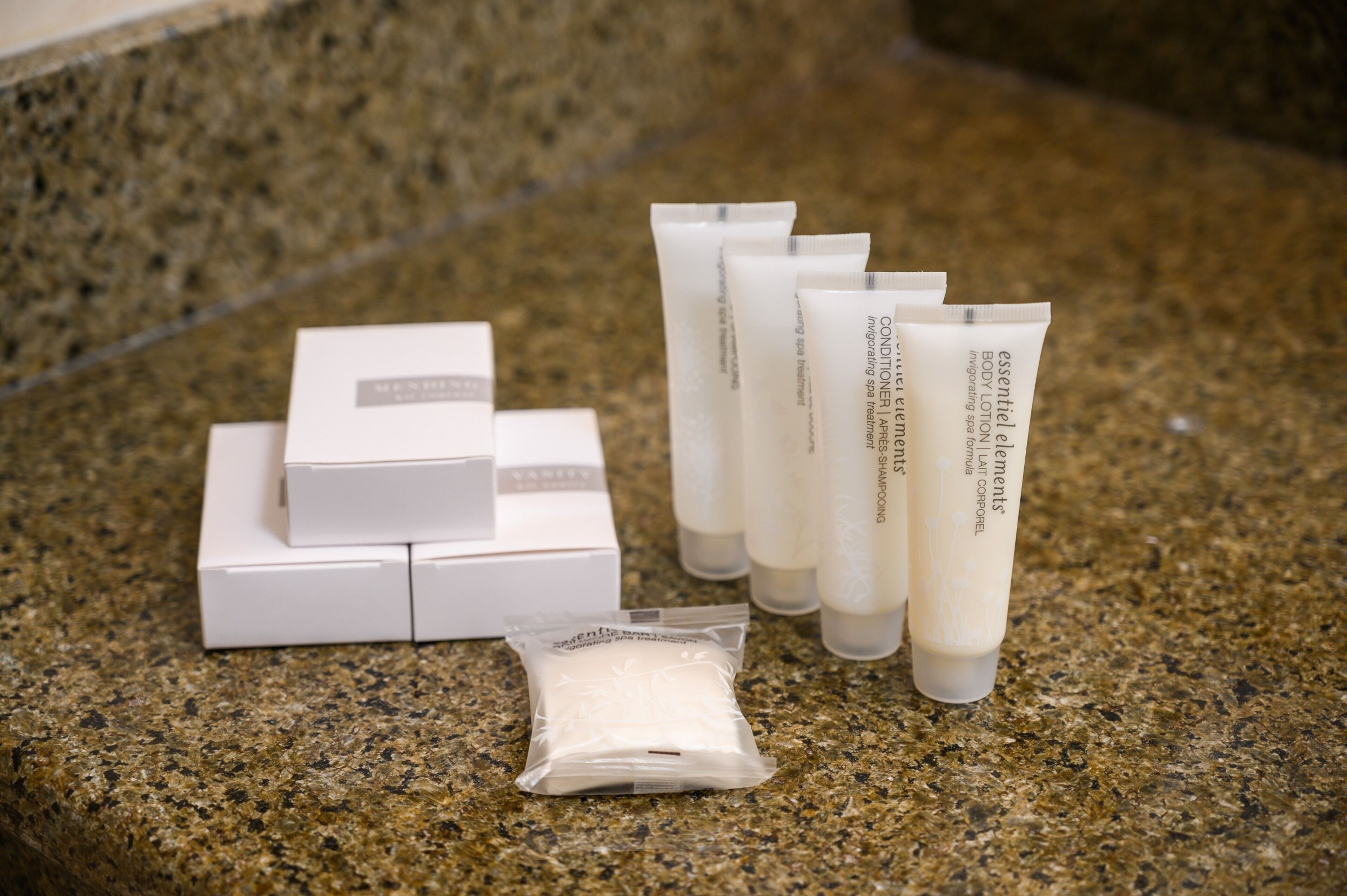 free toiletries, hair dryer, towels, soap