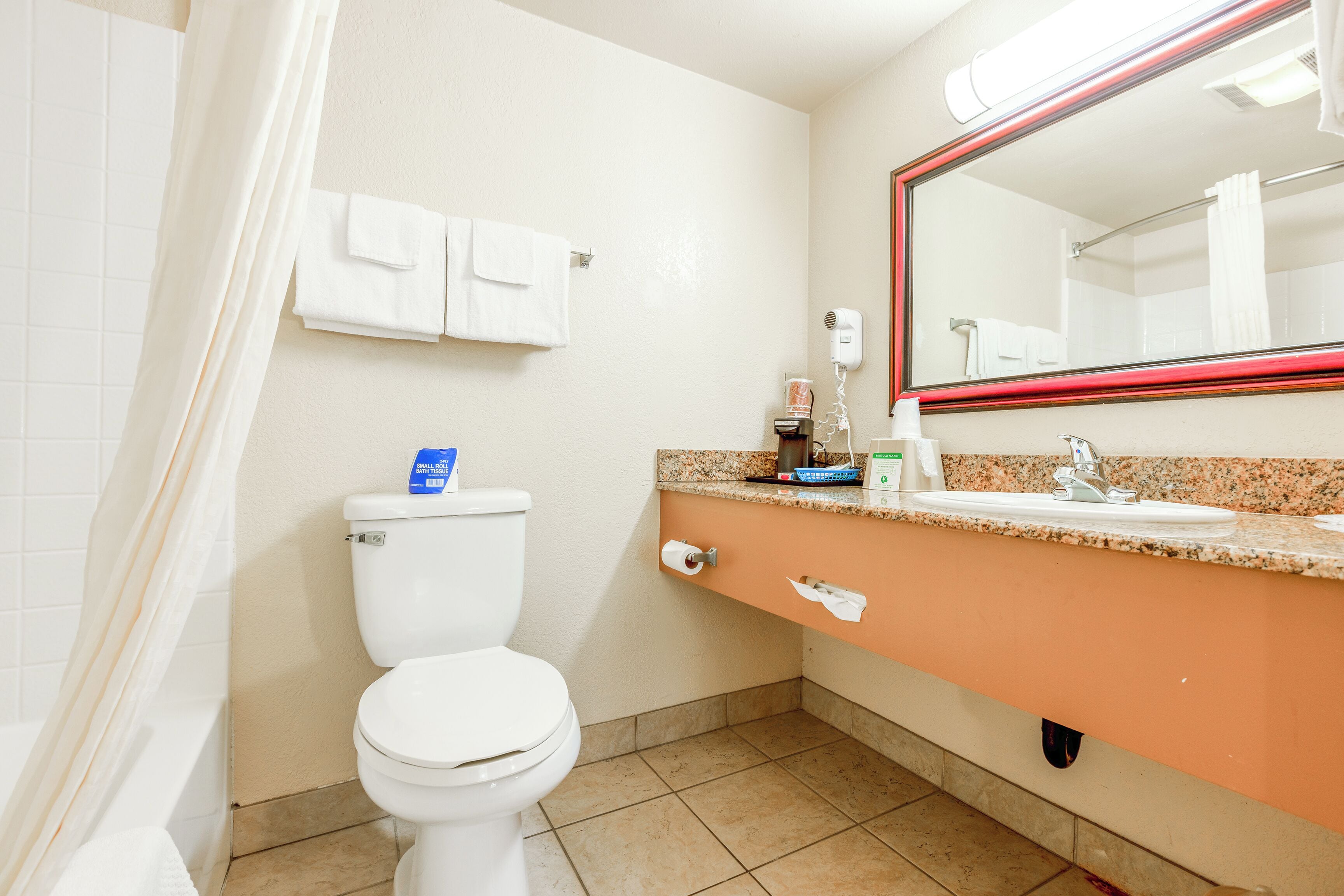 Free toiletries, hair dryer, towels