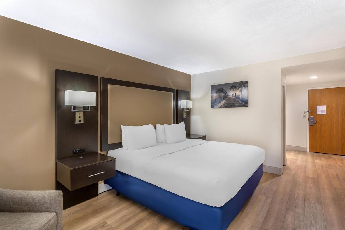 Standard Room, 1 King Bed, Accessible, Non Smoking | In-room safe, desk, laptop workspace, iron/ironing board