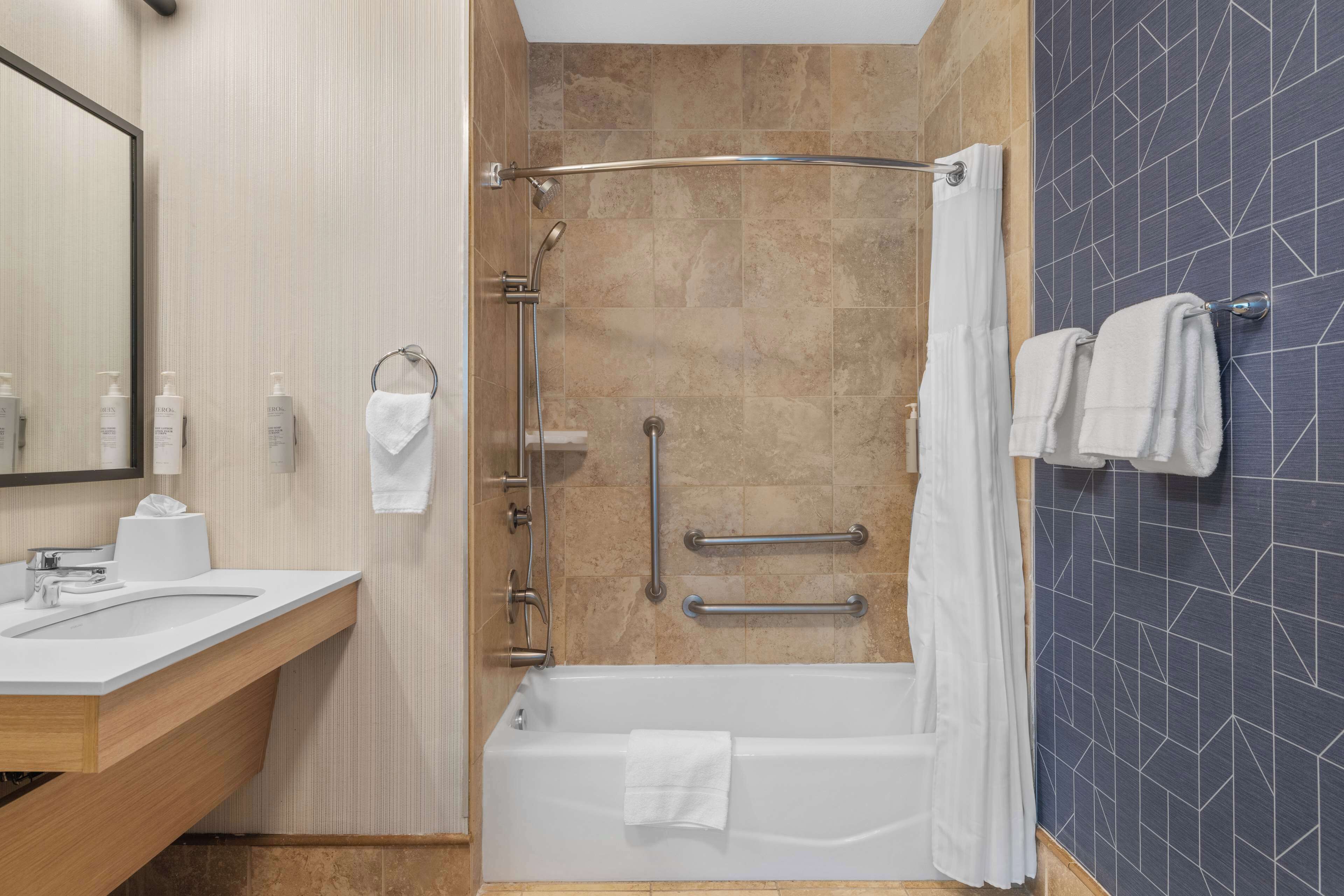 room, 2 queen beds, accessible, bathtub (mobility) | bathroom | combined shower/bathtub, free toiletries, hair dryer, towels