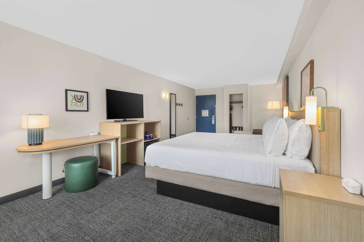 room, 1 king bed with sofa bed | premium bedding, iron/ironing board, free cots/infant beds