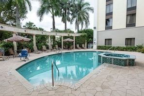 Outdoor pool, sun loungers