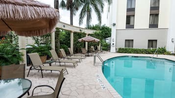 Outdoor pool, sun loungers