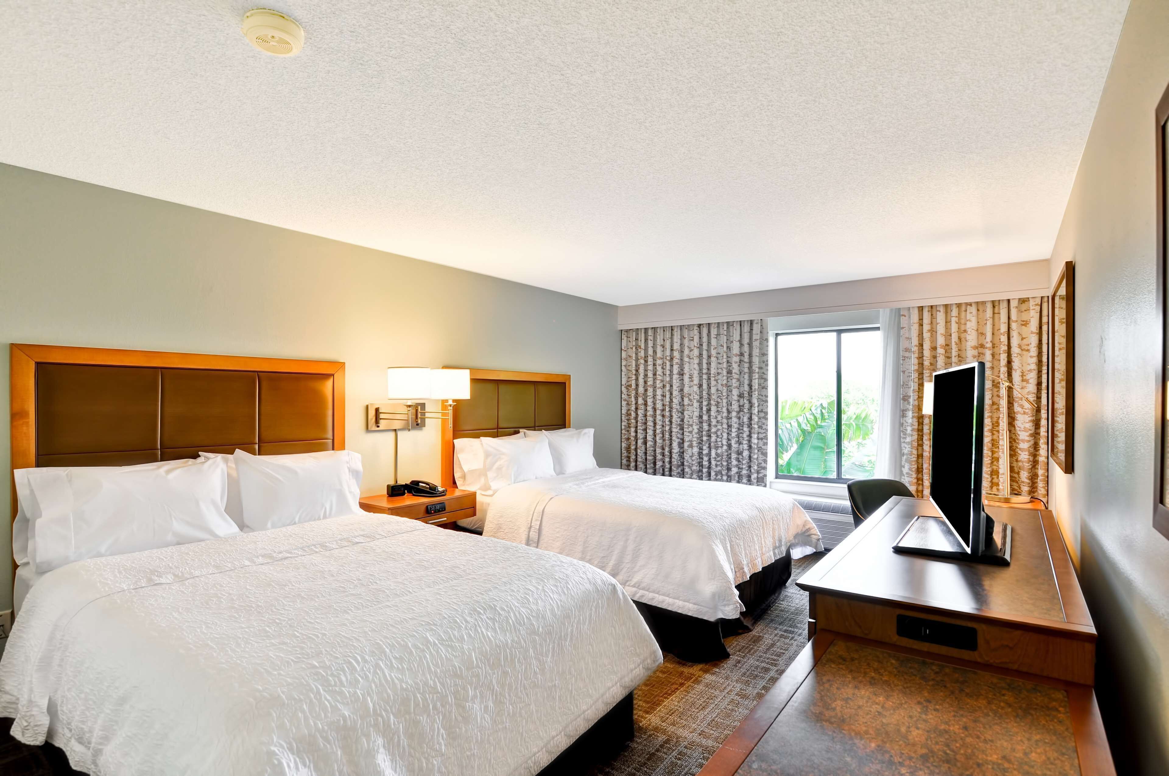 Hypo-allergenic bedding, desk, blackout drapes, iron/ironing board