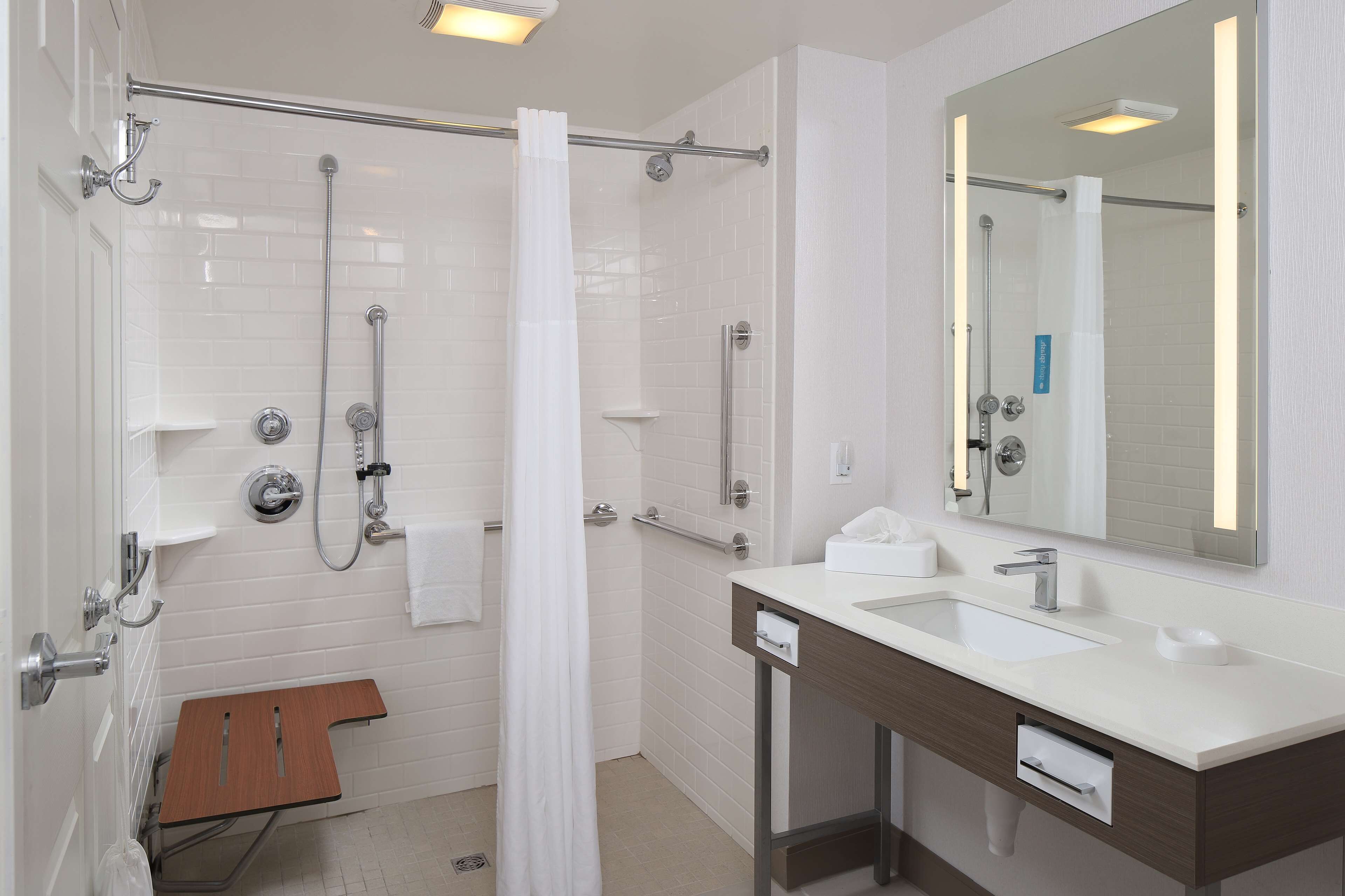 family suite, 2 queen beds, accessible | bathroom shower