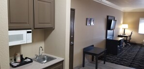 Fridge, microwave, coffee/tea maker